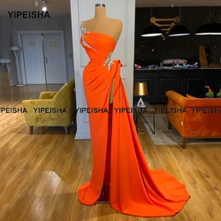Yipeisha One Shoulder Mermaid Prom Dresses Custom Made Heavily Beaded High Slit Evening Gown Pageant Party Dress Robe de Soiree