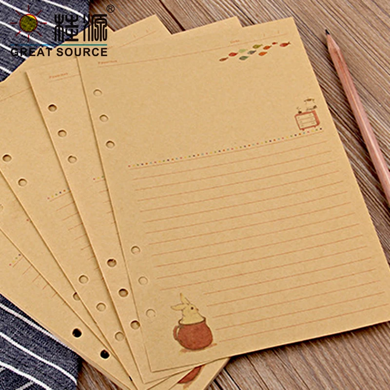 Makeasy A5 Kraft Dot Grid Notebook Kraft Paper Notebook Daily Planner Weekly Month Planner Loose Leaf Refill Paper Blank  (1PC)