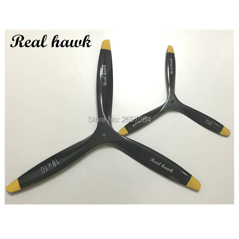 

3 Blade 10x6/10x7/10x8 CCW or CW Black Wooden Propeller For Scale RC Gas Airplane Model