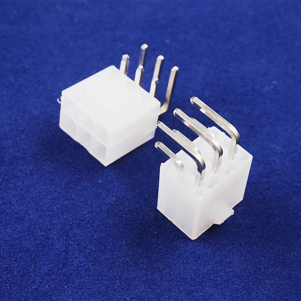 

100Pcs 4.2 MM 6 Pin Header Male Pin 0.165" Graphics Card GPU PCI-E PCIe Power Connector Right Angle Through Hole PCB Video Card