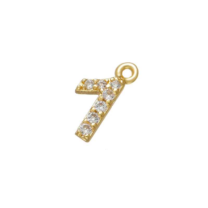 ZHUKOU 5x10mm Gold color flat ring Arabic number Pendant/number charms for women necklace earring jewelry accessories modelVD706