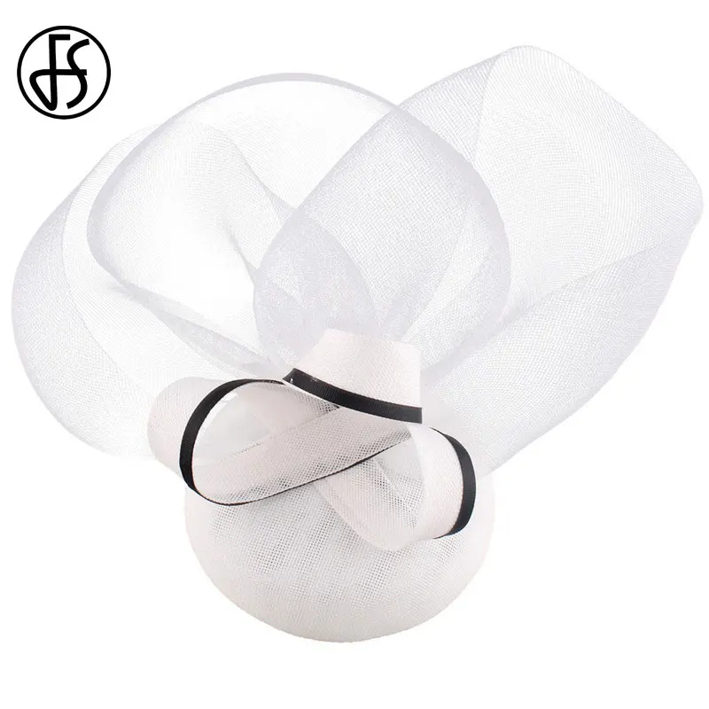 FS White Pillbox Hat Formal Cocktail Party Fascinator Hats For Women Wedding Dress Church Tea Derby Fedoras