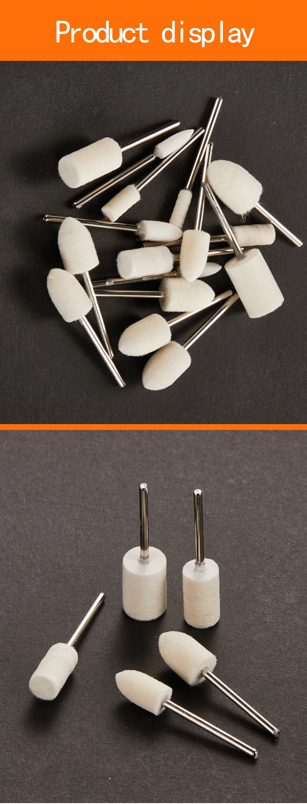 10Pcs Schleifen Polieren Polieren Runde Rad Pad 4-12mm Wollfilz 2,35mm Schaft Metall Oberfläche für Dremel Präzisions Werkzeuge Zubehör – Detail 5