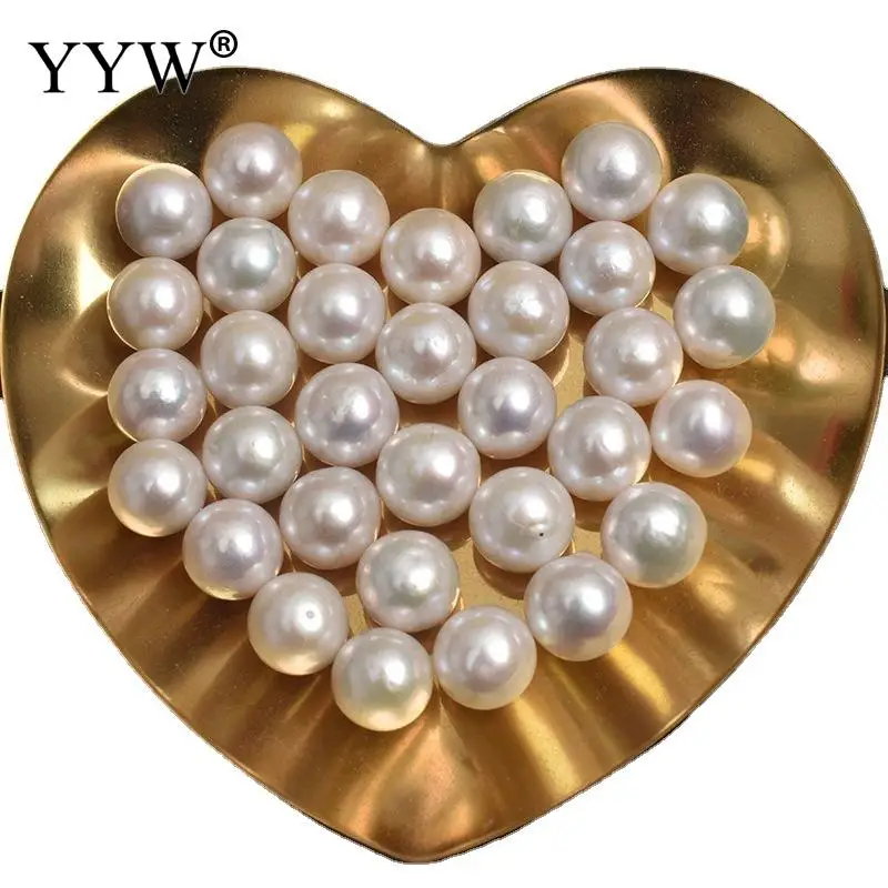 

10-11mm Cultured No Hole Freshwater Pearl Beads Natural Fashion For DIY Or Handmade Jewerly Approx Round White Sold By Pc