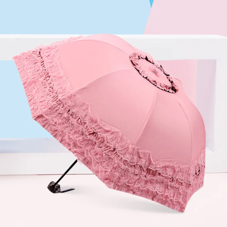 Lace Umbrella  3 Folding 8 Rib Fashion Wedding Party Umbrella Wholesale  Price Waterproof Plegable Paraguas