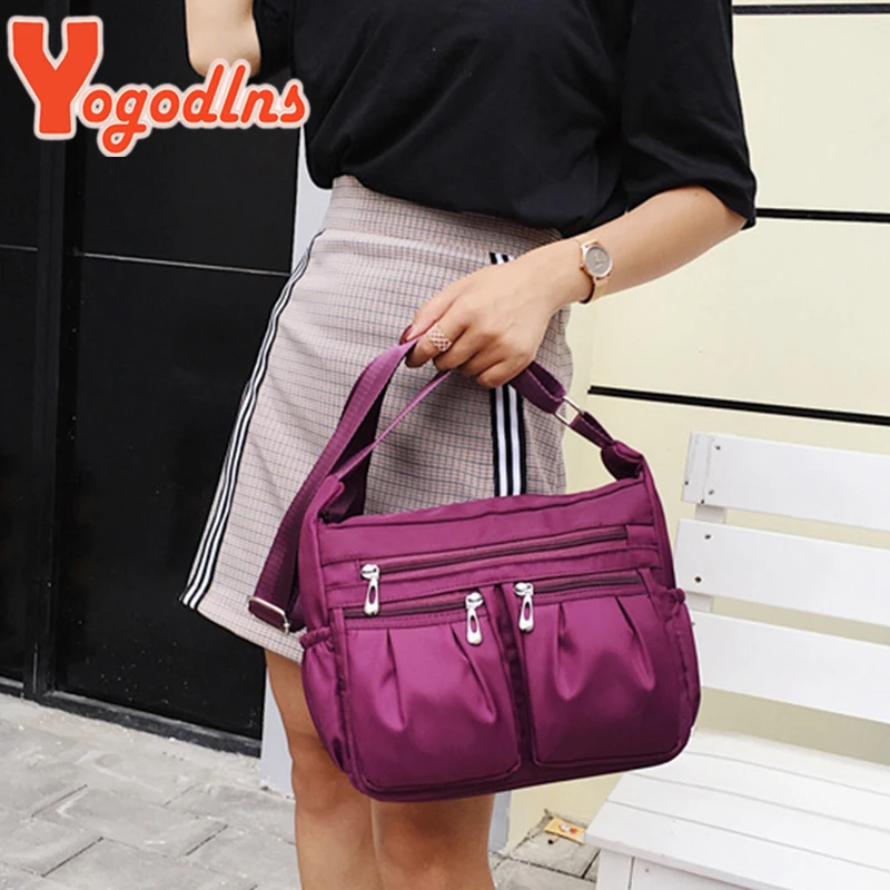 Yogodlns Fashion Women Shoulder Messenger Bag Waterproof Nylon Oxford Crossbody Bag Handbags Large Capacity Travel Bags Purse