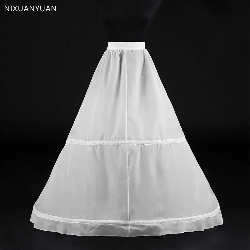 Wholesale White 2 Hoops Petticoat A-line Wedding Accessories Bridal Crinolines Vestidos De Novia Underskirt Bustle Petticoats