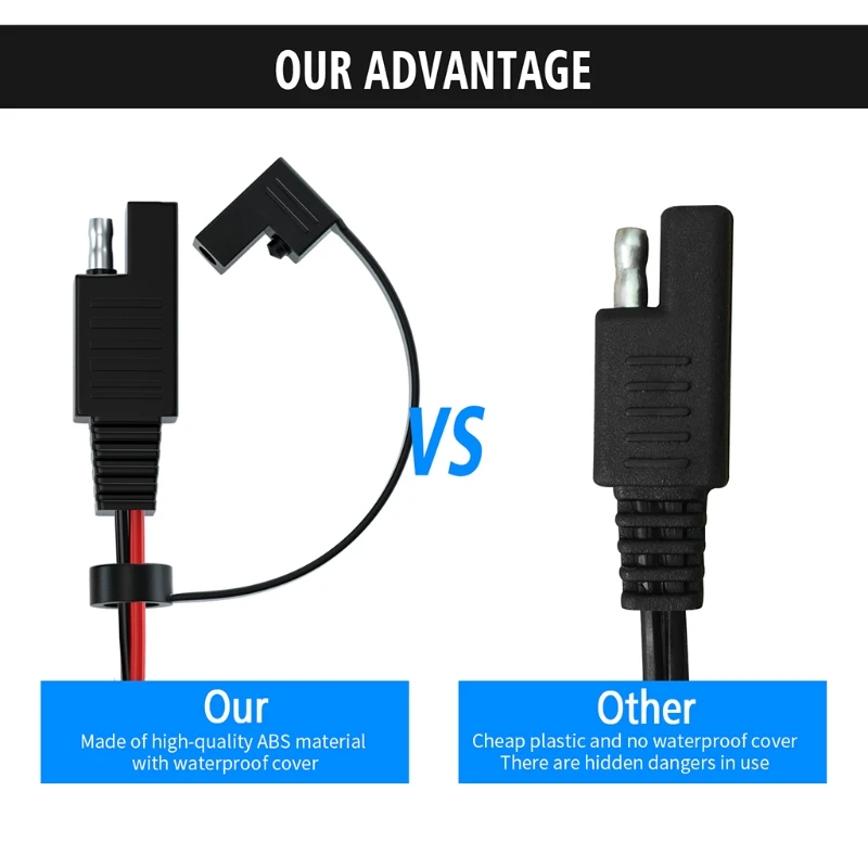 U90C Motorcycle Battery Charger Cord SAE-to O Ring Terminal Quick Disconnect Assembly Extension Cable Wire Harness Adapter