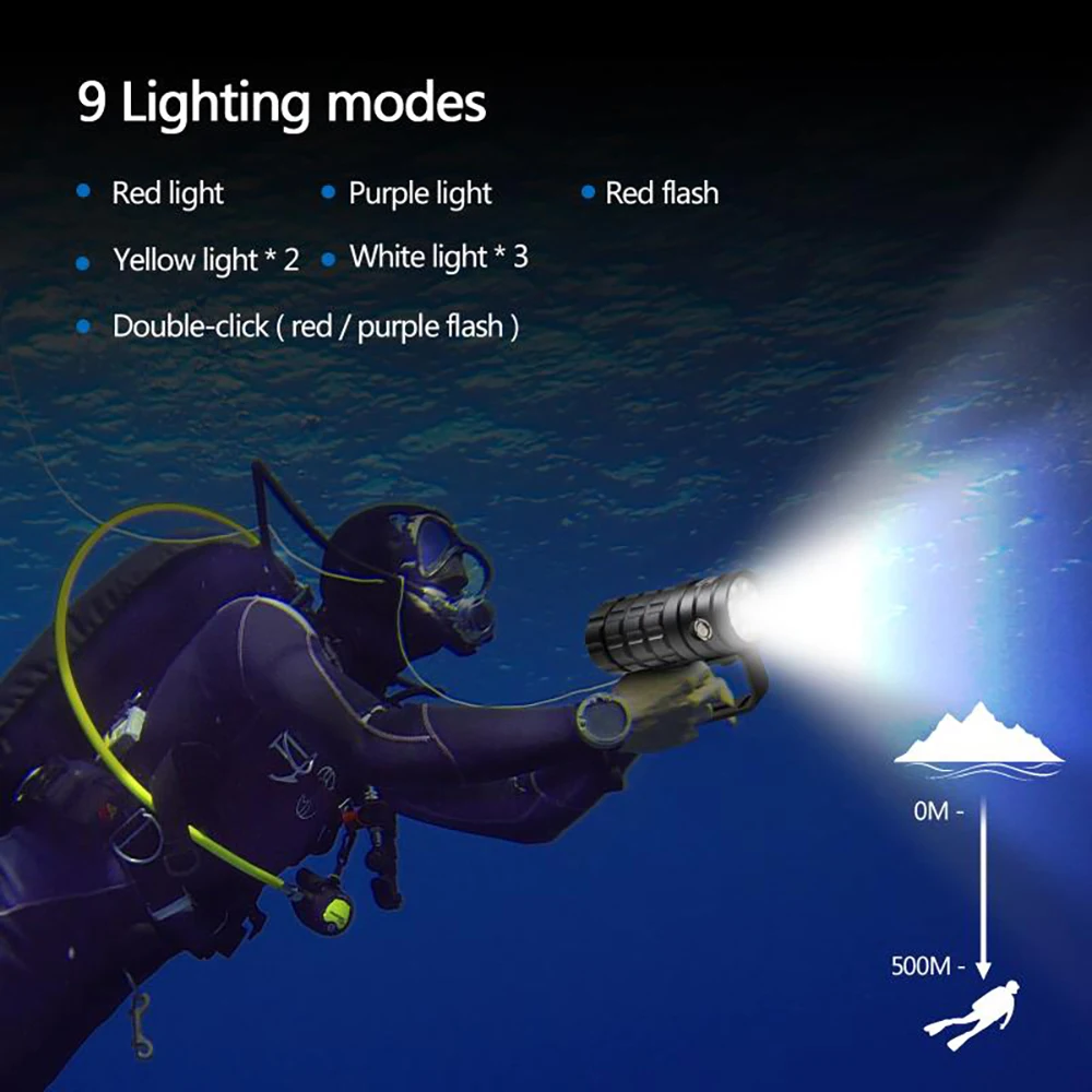 Professional Diving Flashlight 8 XHP50 25000Lumens100m Waterproof Underwater Torch Camera Video Photography Tactical Light