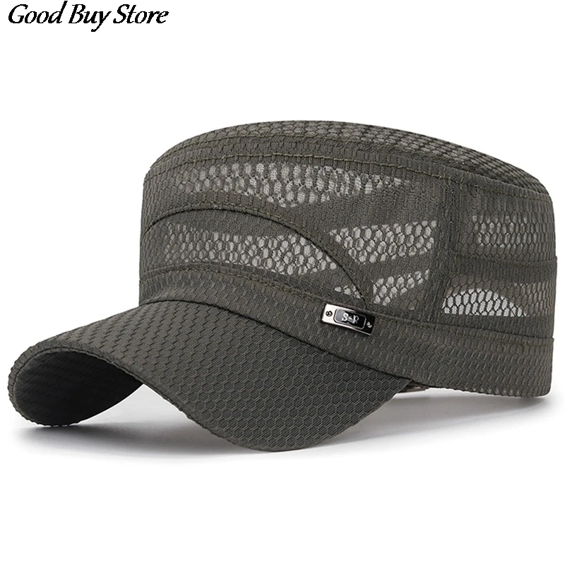 Full Mesh Visors Cap Men Outdoor Training Snapback Hats Summer Office Casual Flat Caps Male Breathable Sun Hat Sports Gorras New