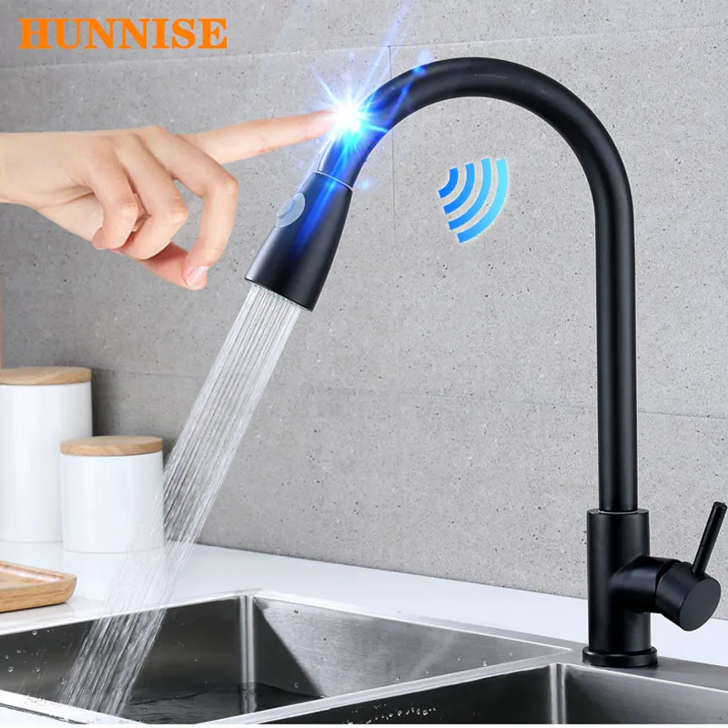 

Matte Black Touch Kitchen Faucet Newly Pull Out Kitchen Sink Faucet Hot Cold Kitchen Mixer Tap Smart Sensor Touch Kitchen Faucet