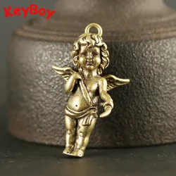Brass Angel Wings Keychains Pendants for Necklaces Solid Copper Key Chains Pendant Men Women Bag Hanging Charms DIY Accessories
