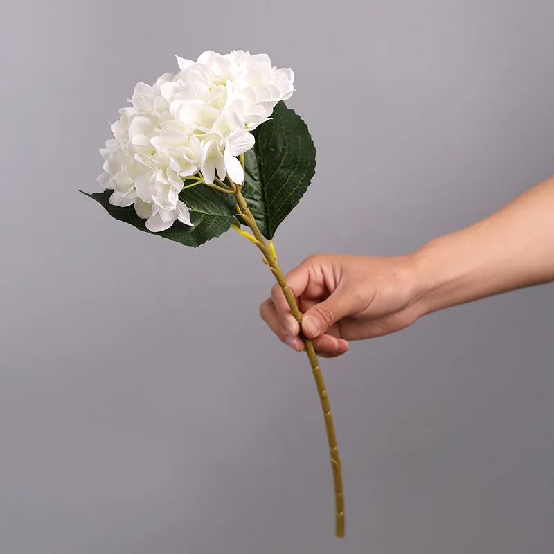 10PCS 45cm Artificial White Hydrangea Flower Ball Silk Hydrangea Accessory Home Wedding Decoration Fake Flores Bouquet