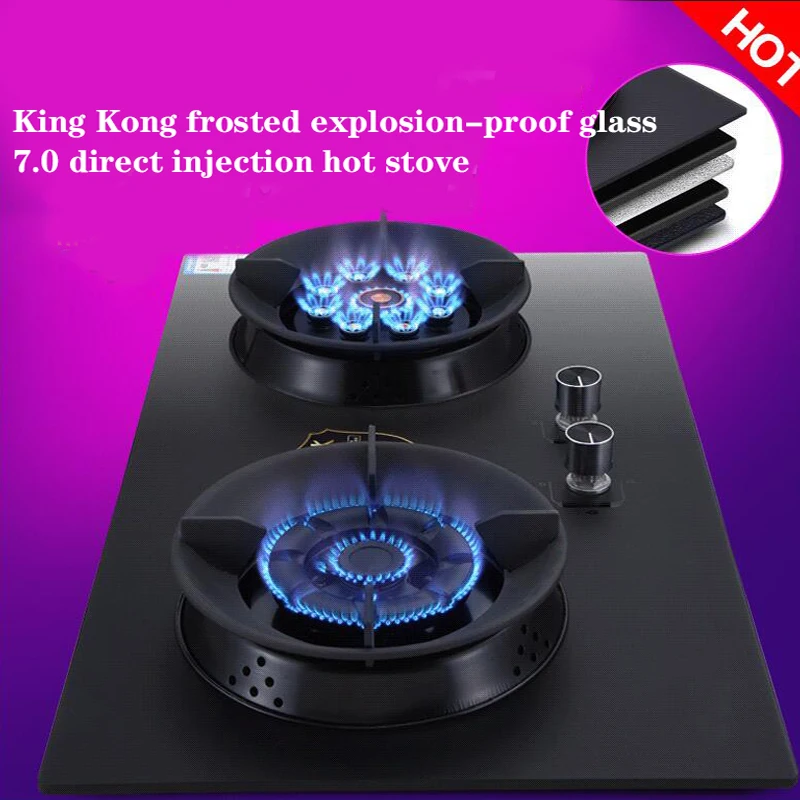 A16 Dual-Burner Gas Stove/ Table Embedded Dual-Purpose 4.5KW Fierce Fire Gas Stove/Electronic Pulser/Toughened Glass Panel