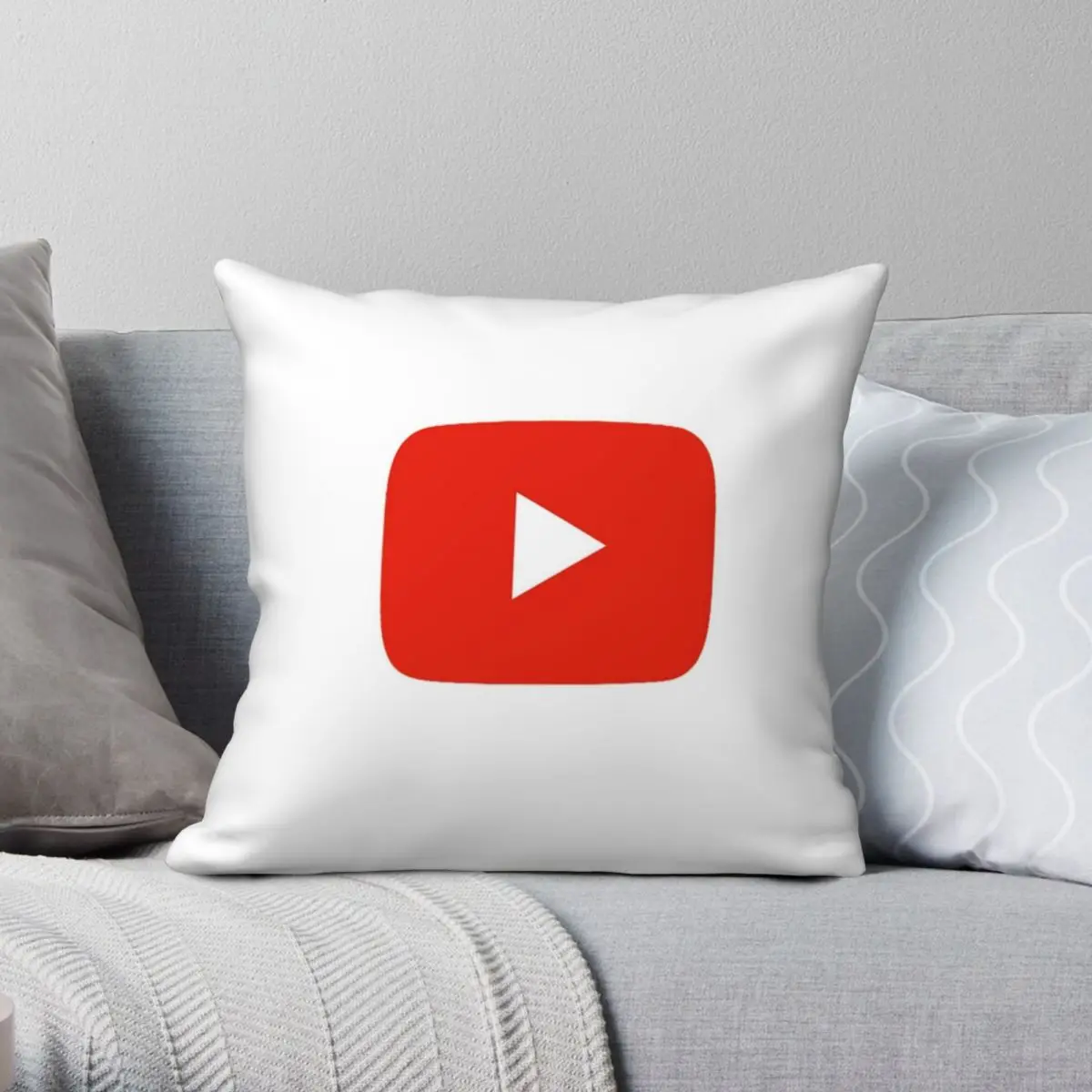 Youtube Play Button Square Pillowcase Polyester Linen Velvet Printed Zip Decor Pillow Case Home Cushion Cover