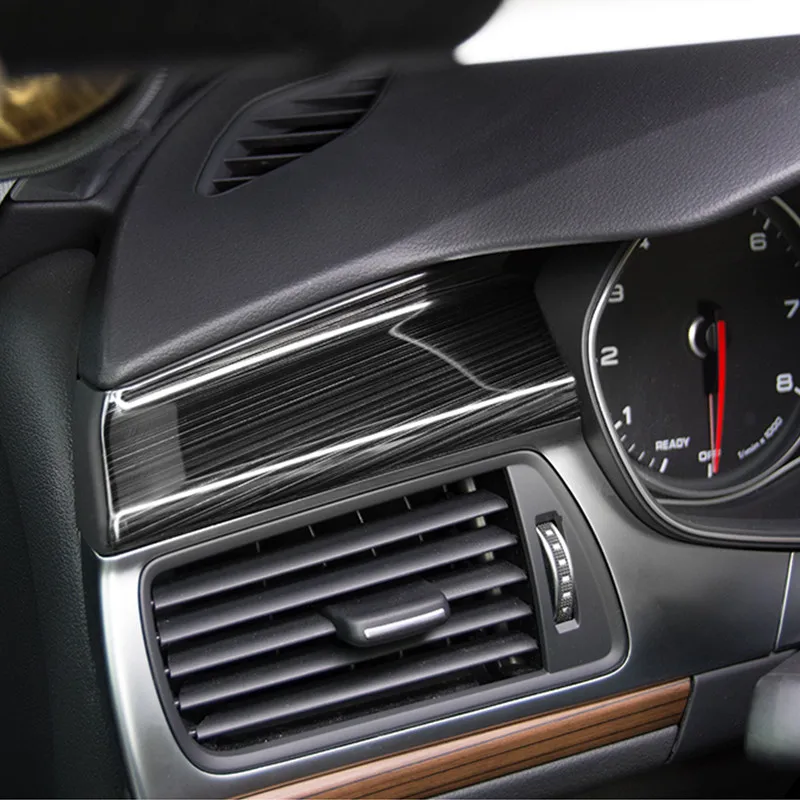 Center Console Dashboard Navigation Cover Trim Strips 2Pcs For Audi A6 C7 2012-2018 Stainless Steel Car Interior Accessories