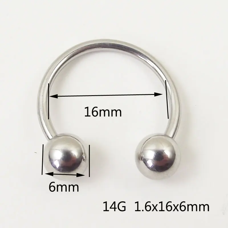 1 Piece Big Ball Stainless Steel CBR Ear Flesh Tunnel Hoop Sexy Rings Lip Horseshoe BCR Nose Rings Body Piercing Jewelry