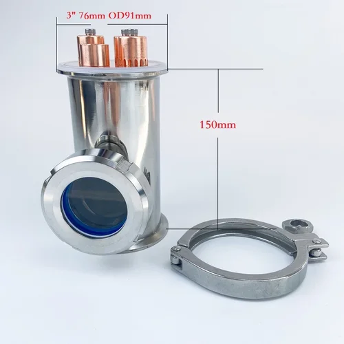 3 인치 76mm OD91 사이트 글라스 유니온 트라이 클램프 티, 구리 버블 세트 증류 렌즈 컬럼 홈브루잉 스테인레스 스틸 304 