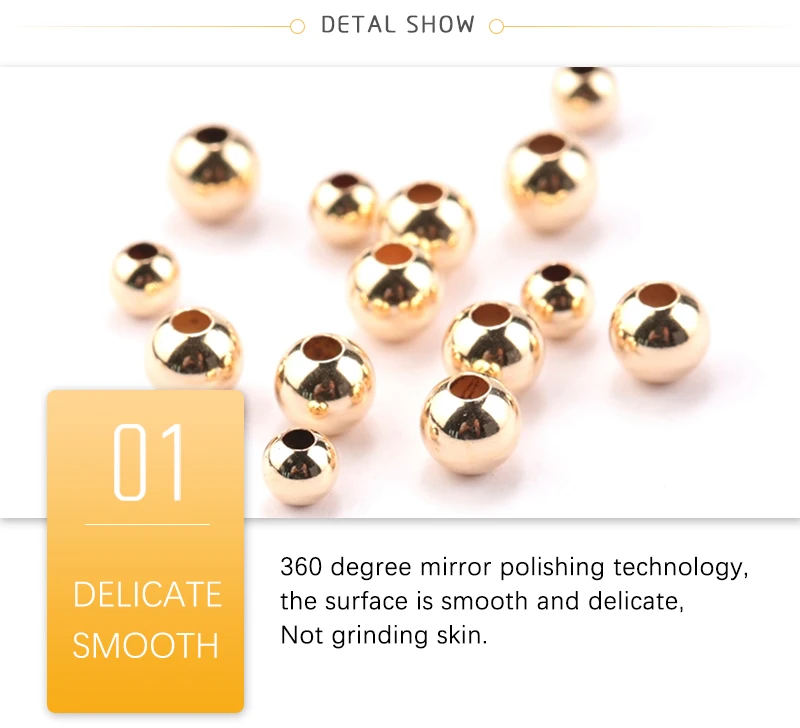 100 stücke 14 Karat Gold gefüllt Spacer Perlen 2mm 3mm 4mm runde lose Perle für Armbänder Halskette DIY Schmuck Herstellung Zubehör Großhandel – Detail 9