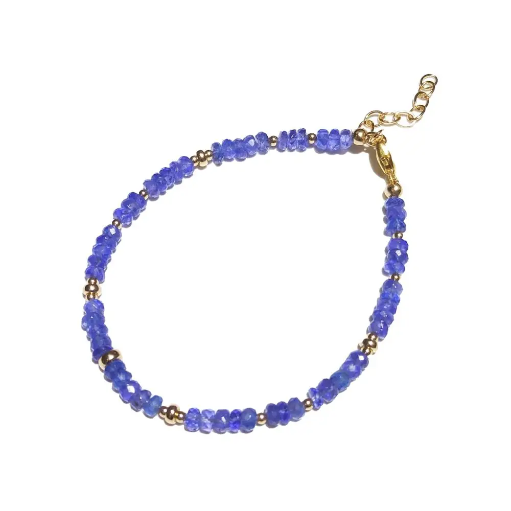 

Lii Ji Tanzanite Natural Real Gemstone High Quality Beaded 14K Gold Filled Bracelet For Women Christmas Gift