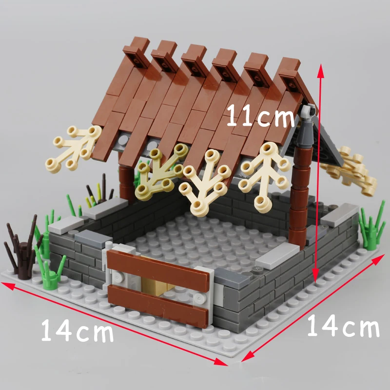 City Pig Shed Farm Cultivation Building Blocks Pigs Animals Wooden Pigsty Accessories Pigpen Creative Minikit Brick Toy For KIDS