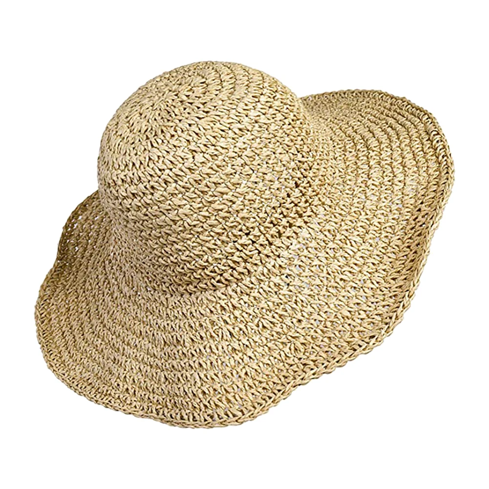 Women Summer Hats Sun Beach Panama Straw Hat Wide Wave Brim Folded Outdoor Caps Leisure Holiday Raffia Cap Visors