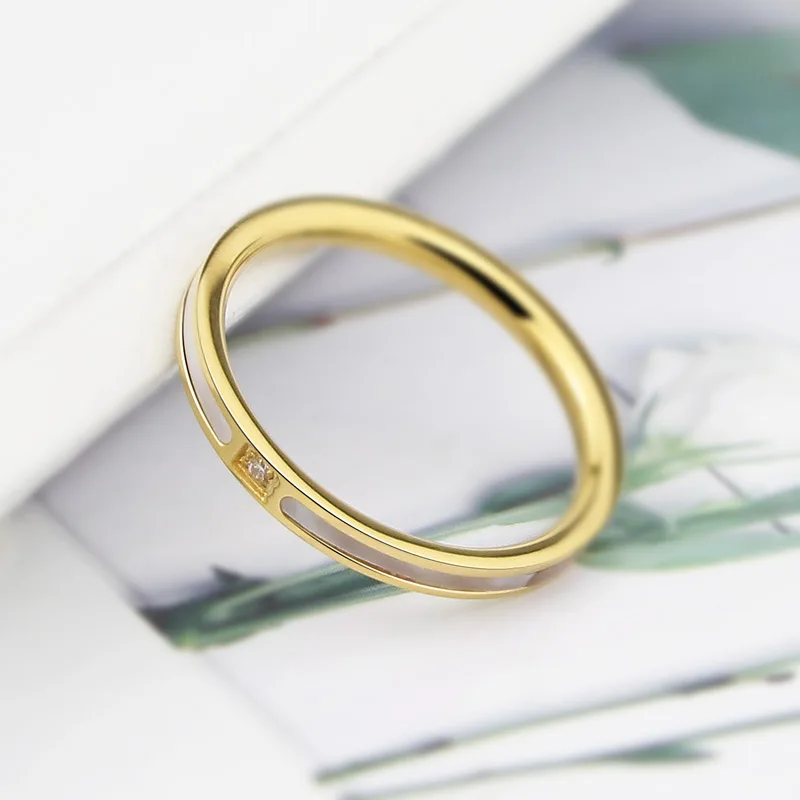 Classic Brand Jewelry Beautiful Zircon And Shell Ring Woman Gift Top Quality Stainless Steel Gold Color Love Rings Drop Shipping