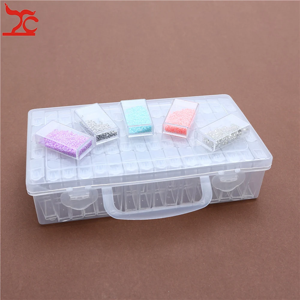 64Pcs Beads Container Rhinestone Diamond Storage Accessory Box Diamond Painting Convenience Tools DIY Beads Chain Plastic Box