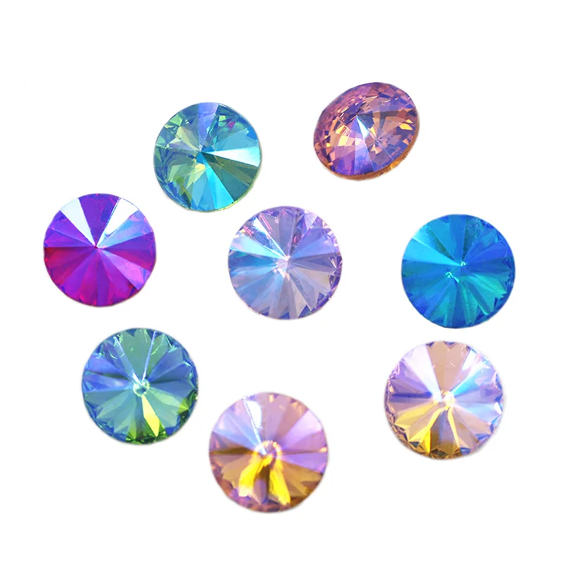 

Top sale AB color crystal glass sew on rhinestones Round shape loose rhinestones DIY Nail Art