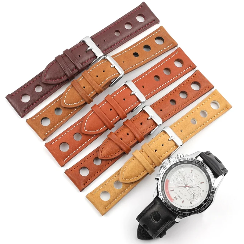 Watchband 18mm 20mm 22mm 24mm Handmade Stitching Quick Release Watch Band Racing Strap Coffee Brown Black Watches Belt Accessory