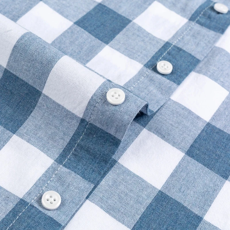 Camisa xadrez Oxford de manga comprida masculina, camisas de vestido masculinas, algodão puro, conforto suave, ajuste fino, tamanho grande, 8XL,
