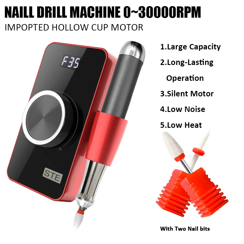 35000RPM Nail Drill Machine For Manicure Rechargeable Nail Files Electric Manicure Drill Portable Nail Art Equipment Nail Tools