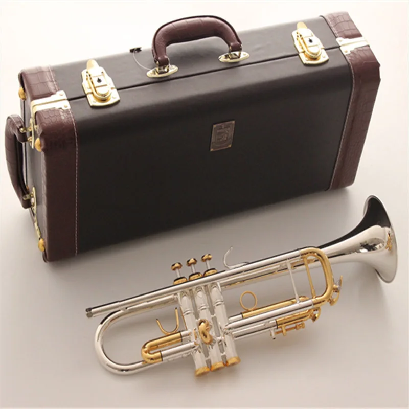 

Music Fancier Club Bb Trumpet LT180S-37 Silver Plated Gold Keys Music Instruments Profesional Trumpets 180S-37 Case Mouthpiece