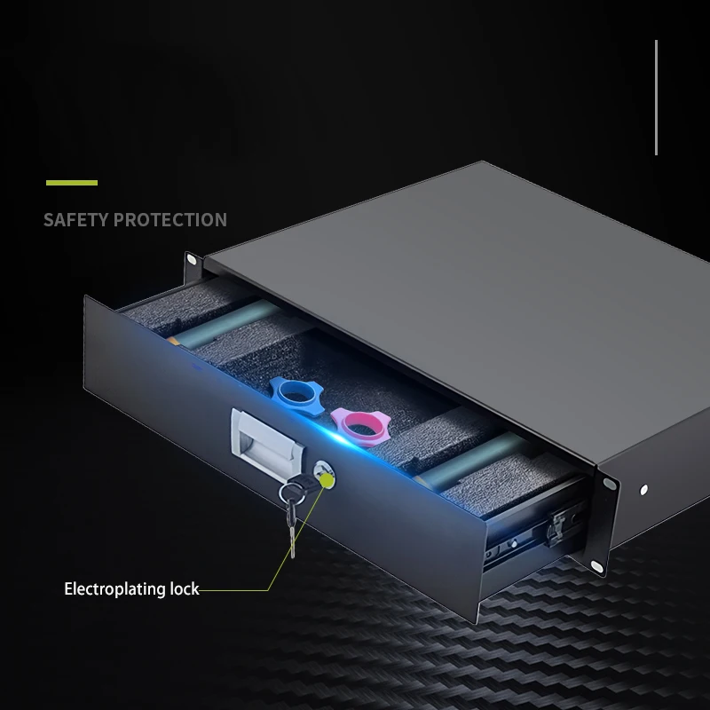 Металлический беспроводной микрофон 2U, 19-дюймовый Стандартный комод для шкафа с защитой от замка, хлопковый воздушный бокс, шкаф для хранения