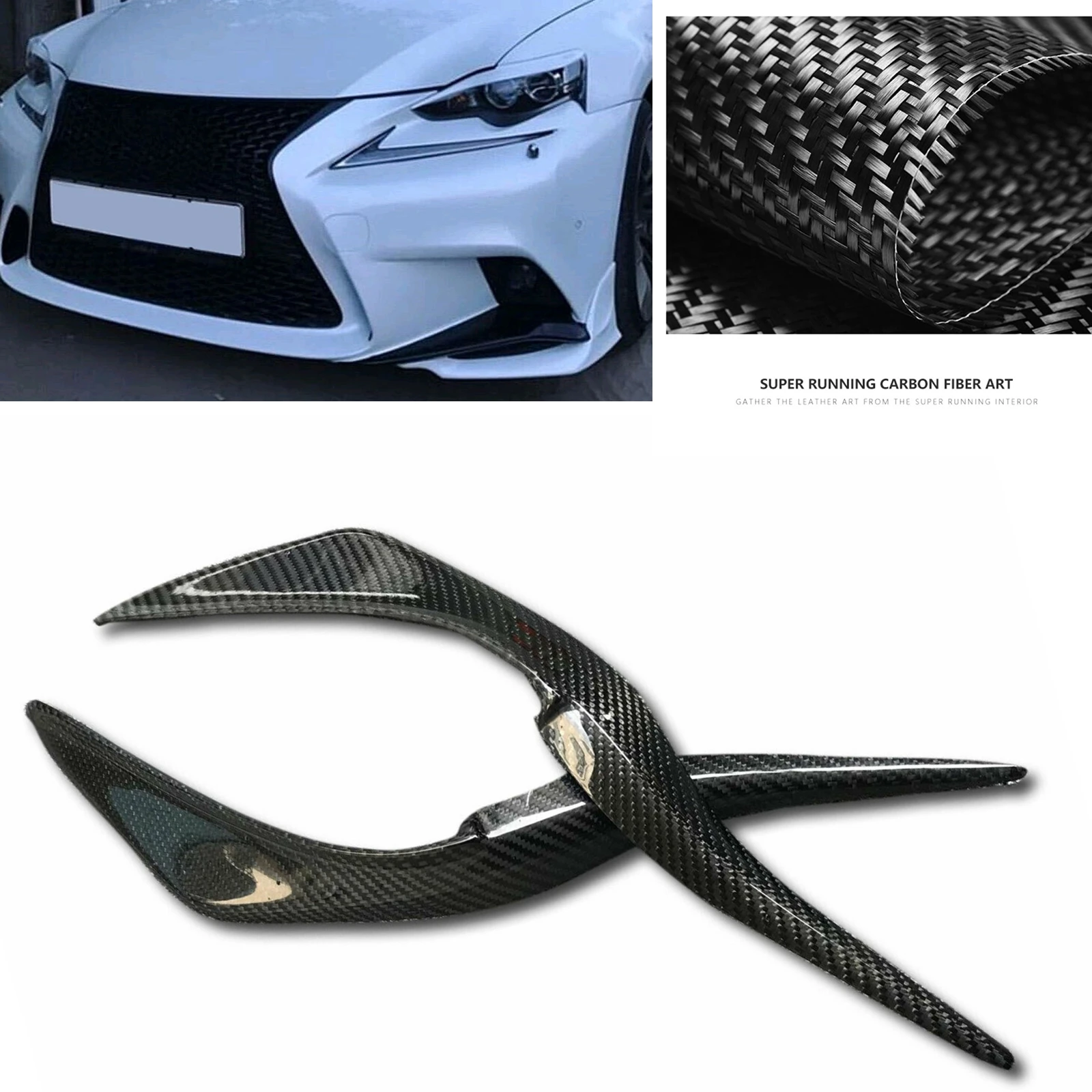 For Lexus IS IS300 III IS250 2013-2016 Headlight Eyebrow Trim Headlamp Eyelid Carbon Fiber Car Front Head Light Lamp Cover Brow