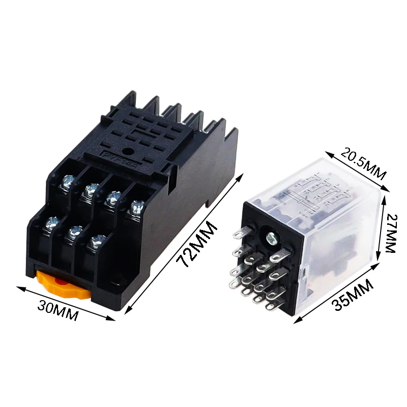 HH54P MY4NJ plug-in relay PYF14A DC/AC 12v 24v 36v 48v 110v 220v DC/AC 5A silver contact 14pins 4PDT rele socket