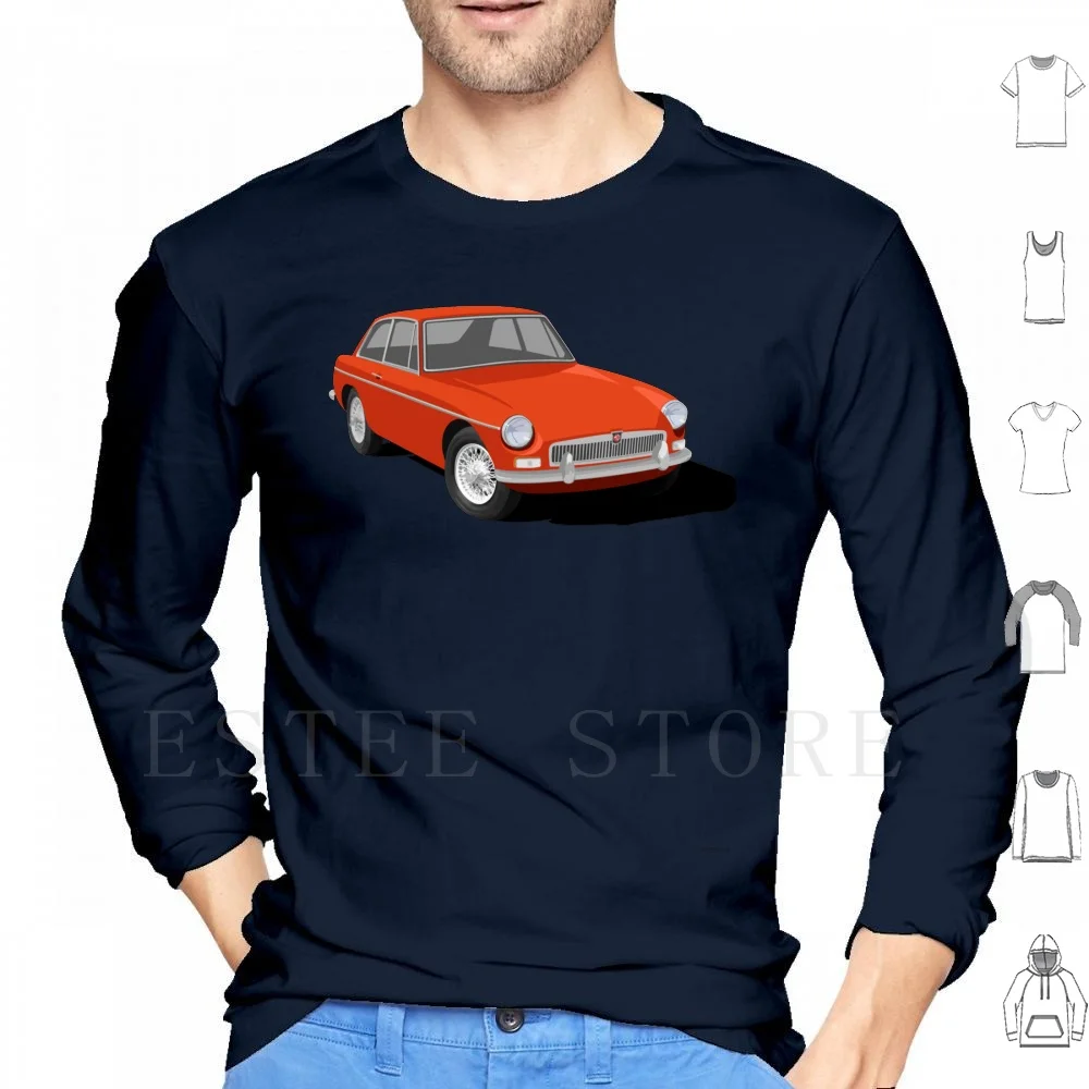 Mgb Gt Design-Blaze Orange Hoodies Mgb Midget Mga Mg Sprite Austin Maxi Healey Tvr Lotus Mini Cooper Classic