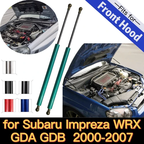 Puntales de capó para Subaru Impreza WRX GDA GDB 2000-2007, suspensión delantera, resortes de Gas, soporte de elevación, amortiguador de choque, accesorio de fibra de carbono