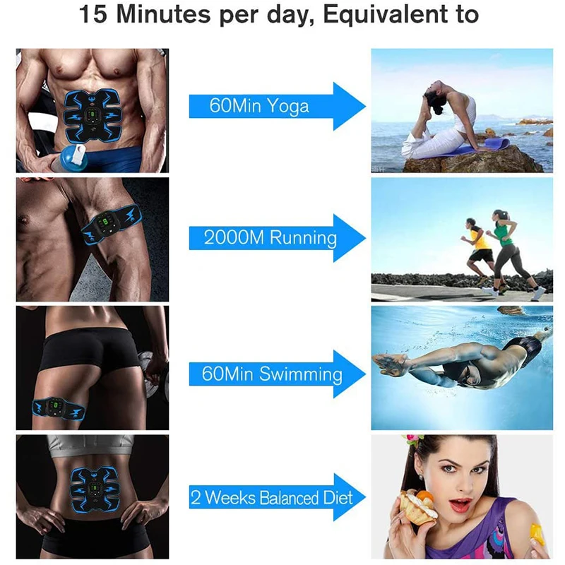 Abdominal Muscle Stimulator Trainer EMS Abs Wireless Leg Arm Belly Exercise Electric Simulators Massage Press Workout Home Gym