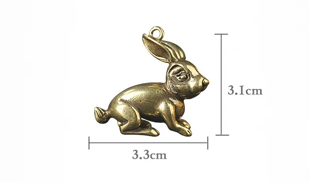 Handmade Brass Solid Rabbit Keychain Pendant DIY Miniature Jewelry Ornament Fitting Accessories A1102