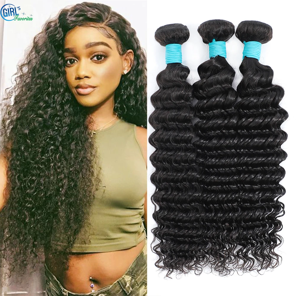 

Deep Wave Bundles 3/4 Bundles Malaysia Human Hair Deep Wave Bundles Can Be Bleached And Dyed Fast Shipping