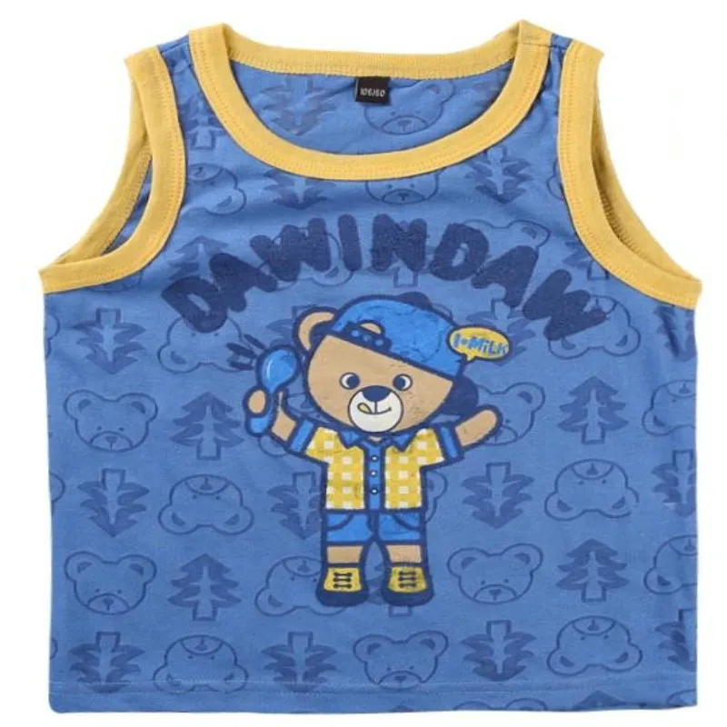 New Children Summer Breathable Sunscreen Sleeveless Cotton T-Shirt Boy Baby Cartoon Vest Kids Clothes