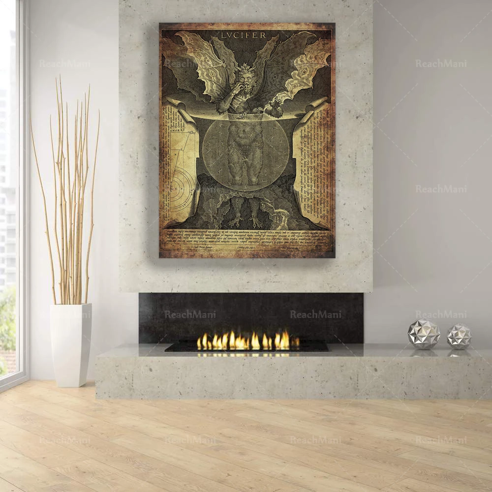 Demon Lucifer Occult Print, Occult Poster, Satanic Decor, Satanic Illustration,Witchcraft Print Art, Esoteric Home Decor
