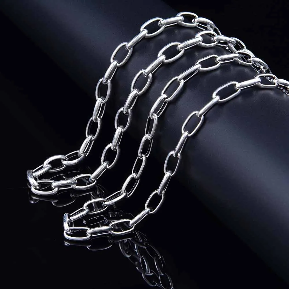 

100% Solid S925 Sterling Silver O Chains Necklace For Mens Womens Fine Jewelry Hot sale Egg type Chain 4/5mm S Clasp Chain