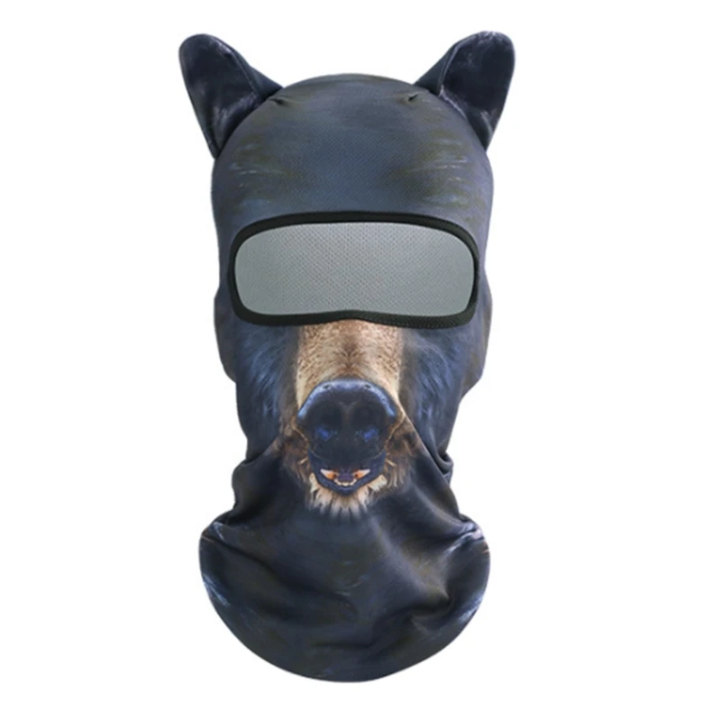 2024 New Halloween Cat Dog Balaclava Cover Realistic Animal Face Mask for Skiing Riding