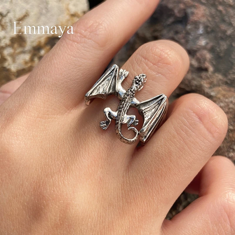 Emmaya New Fashion Punk Style Ring Natural Design With Dragon Appearance Alloy Jewelry Cool Adjustable Jewelry Exquisite Gift