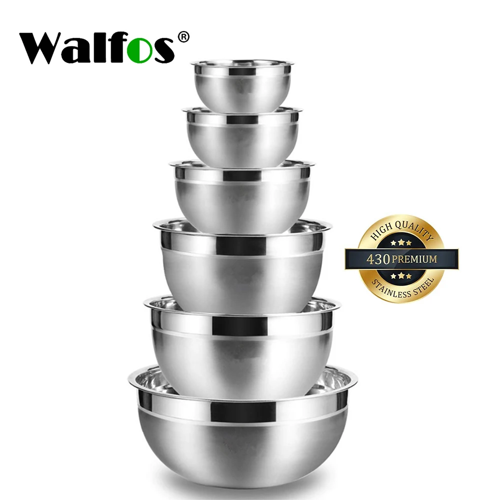 

Walfos Stainless Steel Mixing Bowls Non Slip Nesting Whisking Bowls Set Mixing Bowls For Salad Vegetables Eggs Cooking Baking