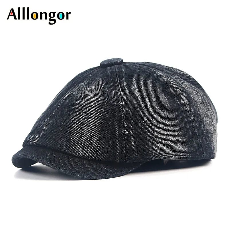 Denim Beret Hat Men Women Unisex 2024 Casual Spring Fashion Octagonal Hats Boina Masculina Reaky Blinder Newsboy Cap