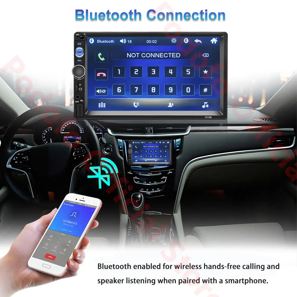Podofo 2Din Android Car Radio Multimedia Player RAM 2G + ROM 32G GPS Navigation BT FM WiFi No dvd 2 DIN Radio For VW Nissan Kia