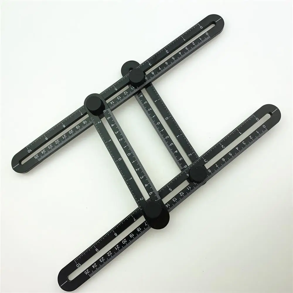 Règle pliante à quatre côtés, Transformation polygonale multifonctionnelle et positionnement polyvalent des carreaux pour le travail du bois